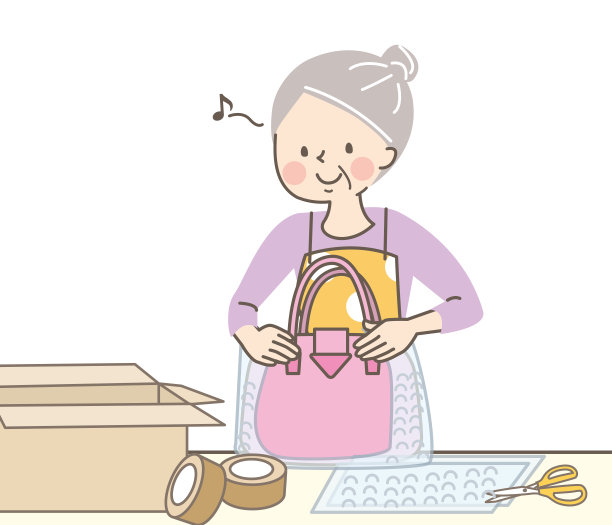 老年妇女包装和发送产品图片下载