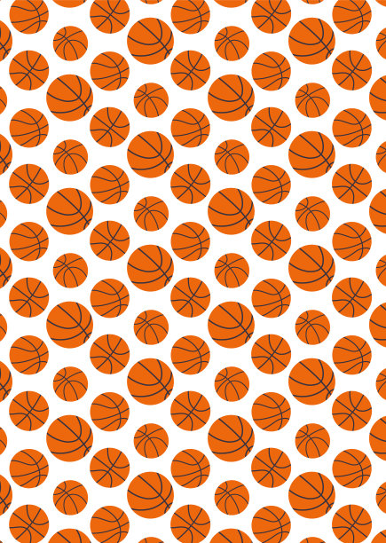 矢量无缝模式的篮球。背景在平坦的风格，橙色对白色图片下载