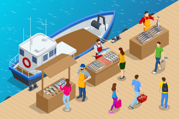 等距鲜鱼及海鲜销售市场。鲜鱼市场或超级市场的新鲜鱼。海鲈鱼和鲷鱼图片下载