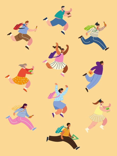 回到学校，学生们跑步学习图片下载