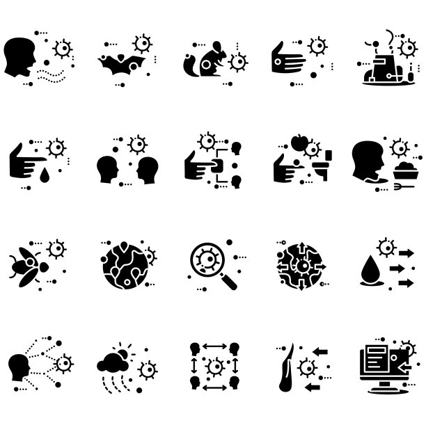 疾病传播概念象形文字图标集图片下载