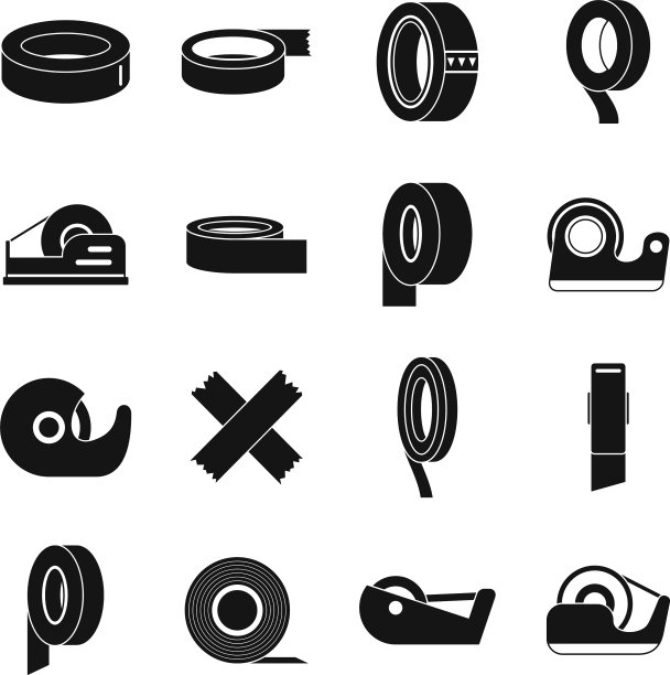 透明胶带卷图标设置简单的风格图片下载