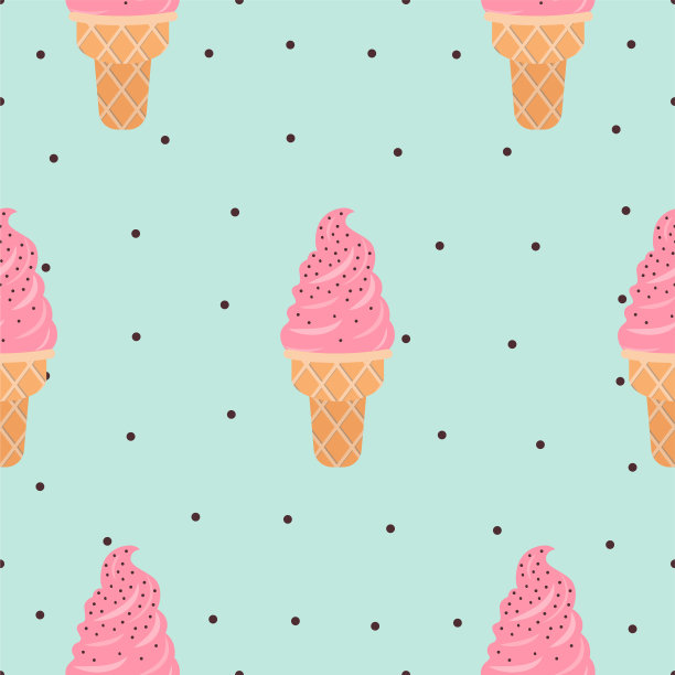 可爱的无缝图案与冰淇淋蛋卷图片下载
