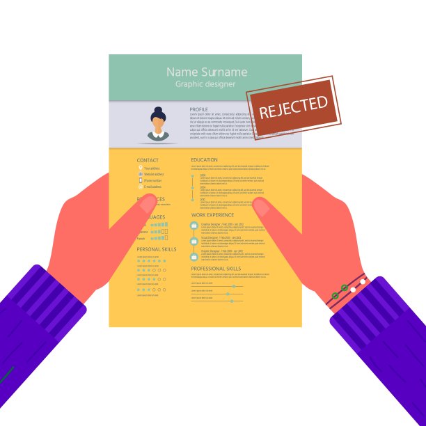 手拿着简历。女性简历与信息图表设计。时尚的简历为女性求职面试。招聘经理的概念。图片下载