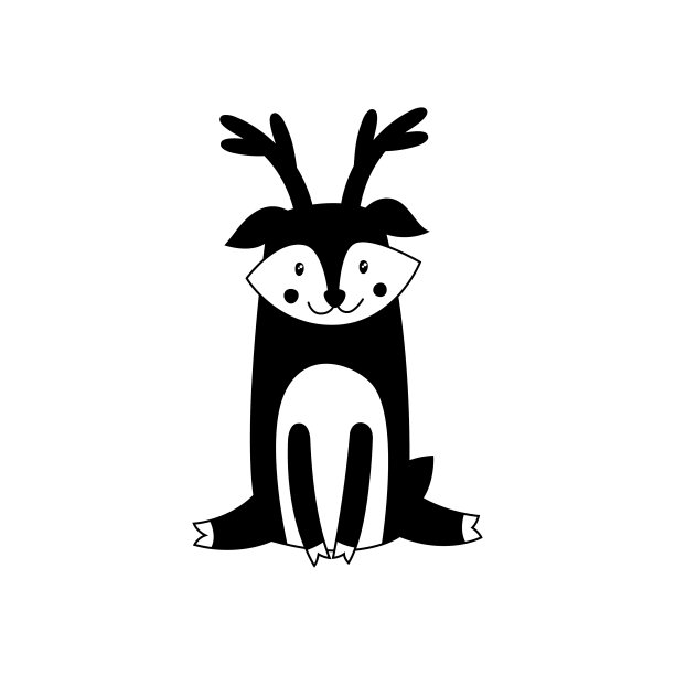 可爱的小鹿在白色的背景，卡通，矢量插图，标志图片下载
