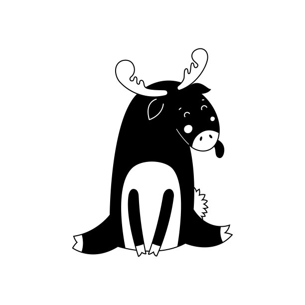 可爱的驼鹿矢量插图。白色背景上的平面设计图片下载