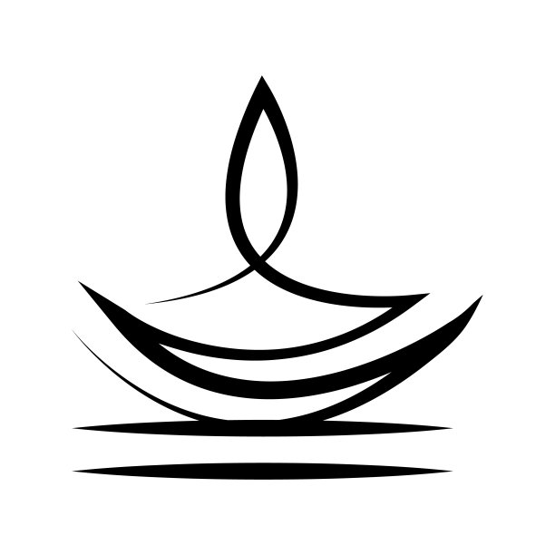 矢量标志，其中一个抽象形象的蜡烛在一个碗在线性风格。图片下载