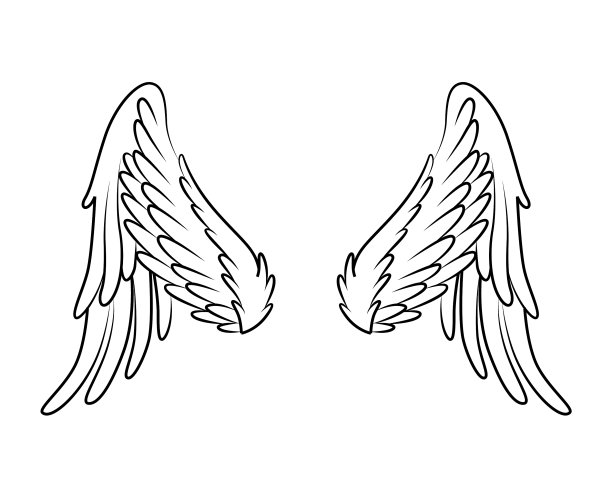 复古纹章翅膀素描涂鸦风格化图片下载