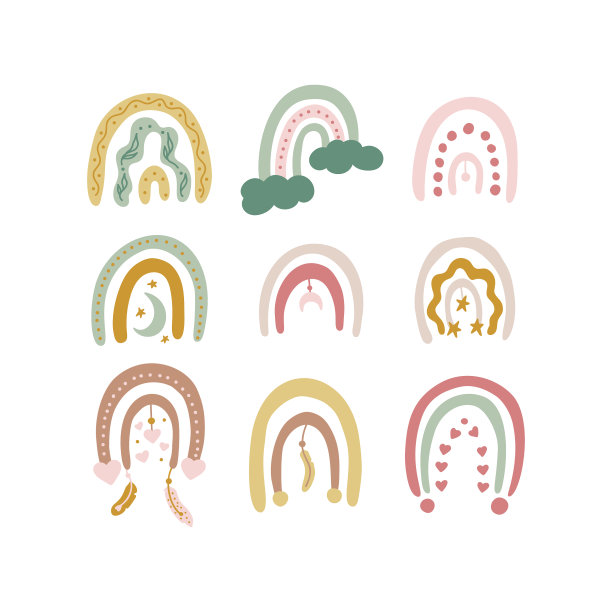 手绘系列可爱的波西米亚彩虹图片下载