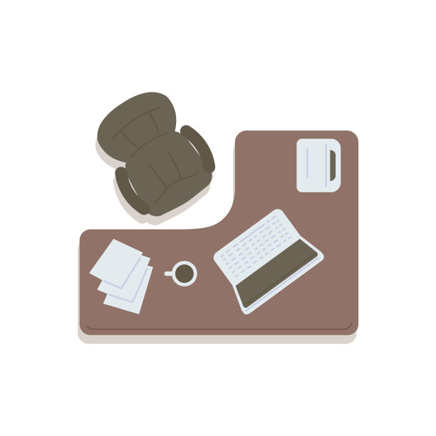 俯视图的家庭或办公室工作单位图片下载