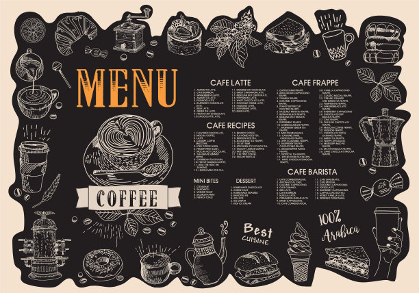 咖啡馆菜单，餐厅菜单，咖啡厅菜单图片下载