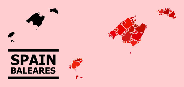 红色爱马赛克地图baleares省图片下载