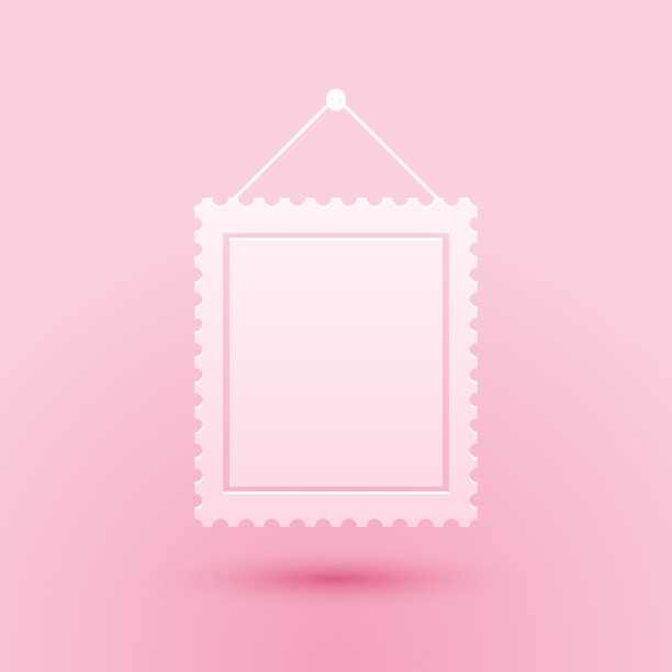 剪纸上挂的长方形相框图片下载