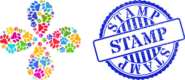 印章刻划橡皮印和爪印图片下载