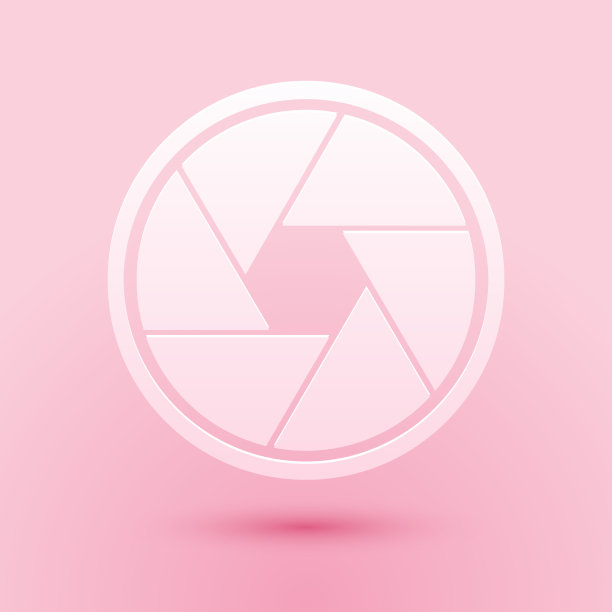 剪纸相机快门图标隔离在粉红色图片下载