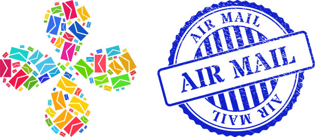 航空邮件刮邮票和邮件彩色旋转图片下载