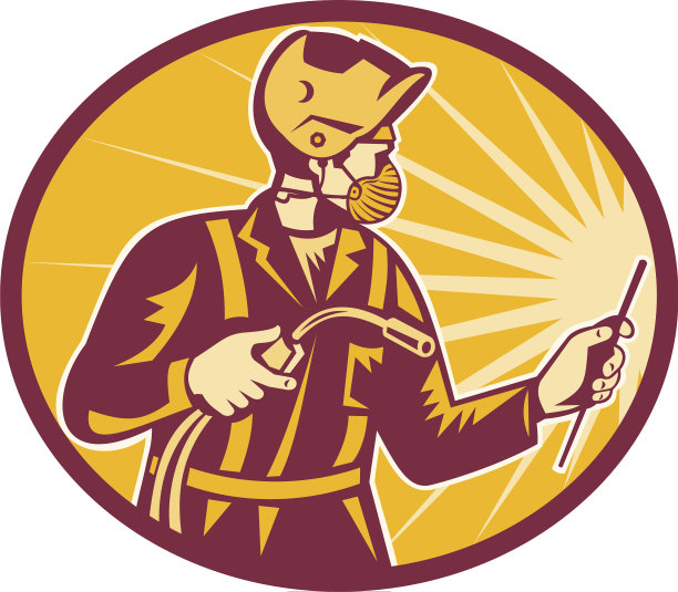 焊工戴面罩手持焊枪图片下载