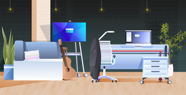 现代化的橱柜与办公室内家具图片下载