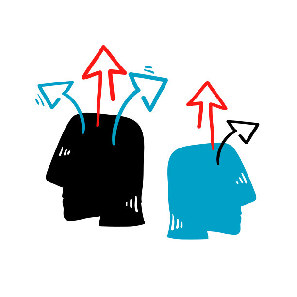 手画人头和箭头向上的符号为图片下载