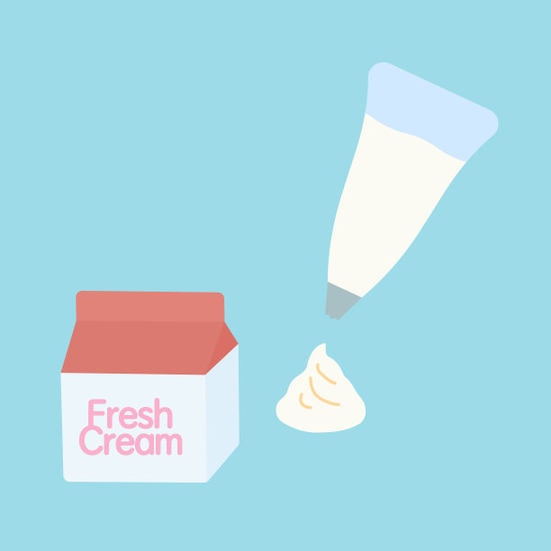 简单可爱的奶油发泡插图，平面设计图片下载