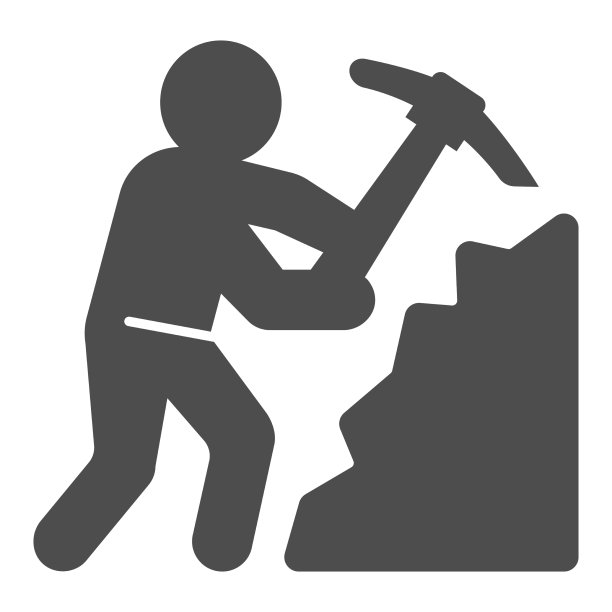 矿工与镐固体图标劳动节的概念图片下载