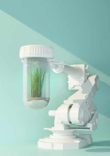 机器人手臂拿着带海藻的胶囊图片下载