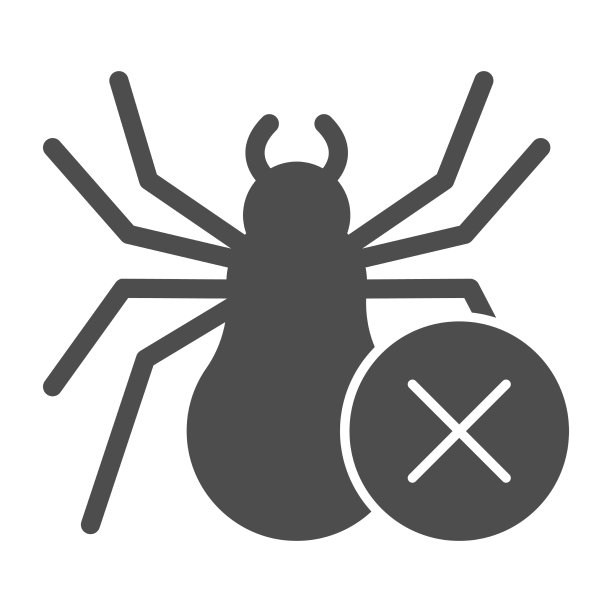 蜘蛛和禁止符号固体图标害虫控制图片下载