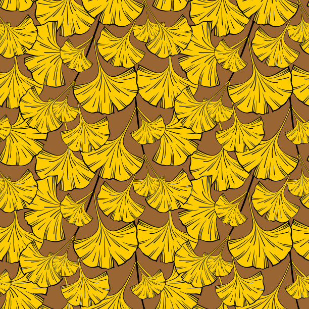 无缝背景与银杏叶图片下载