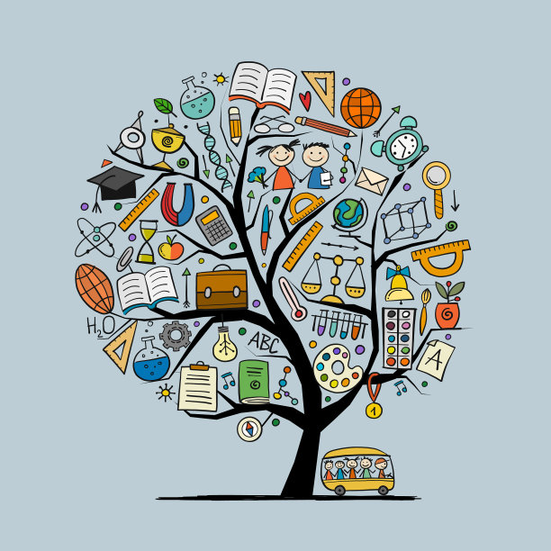 回到学校的概念艺术树为你的设计图片下载