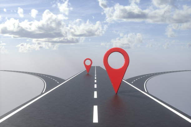 导航地图指针，标记针，旅行目的地在道路上图片下载