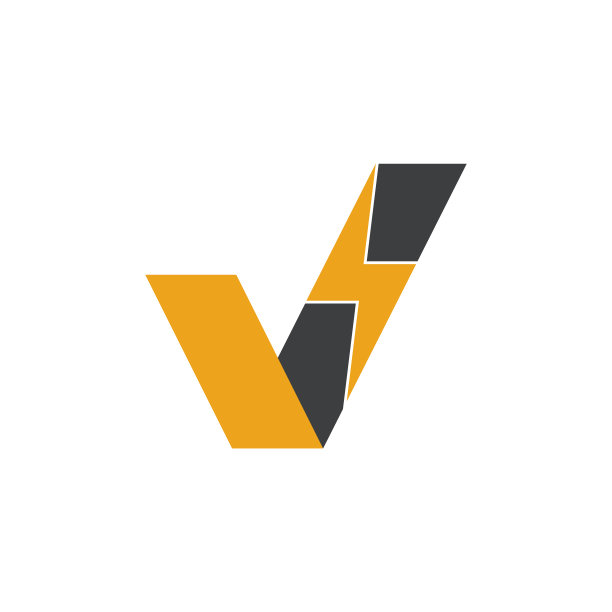 字母V能量雷电设计标志图片下载