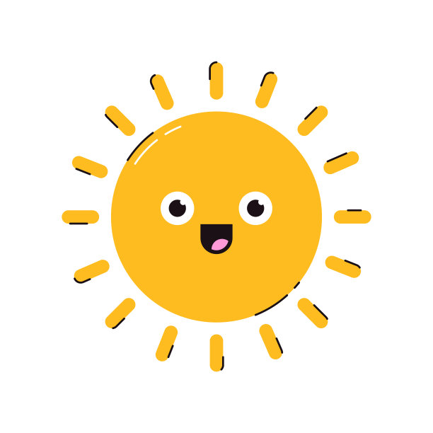 快乐的太阳矢量卡通人物孤立在一个白色的背景。图片下载