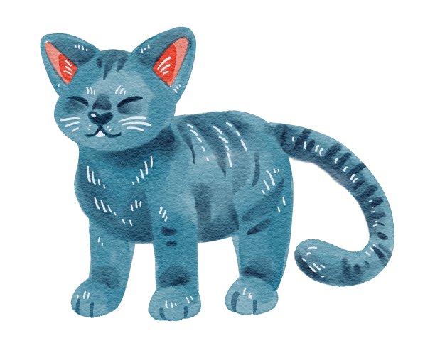 手绘水彩画可爱的毛绒绒风格的猫。用于宠物商店、卡片、海报、明信片、印刷、纺织品、包装袋、货物、兽医图片下载