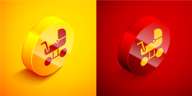 等距bastroller图标隔离在橙色图片下载