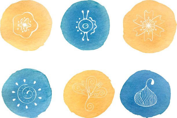 设置水彩蓝色米色污渍图片下载