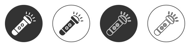 黑色手电筒图标孤立的白色背景图片下载