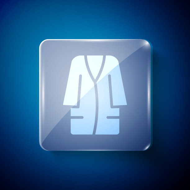 白色浴袍图标孤立在蓝色背景图片下载