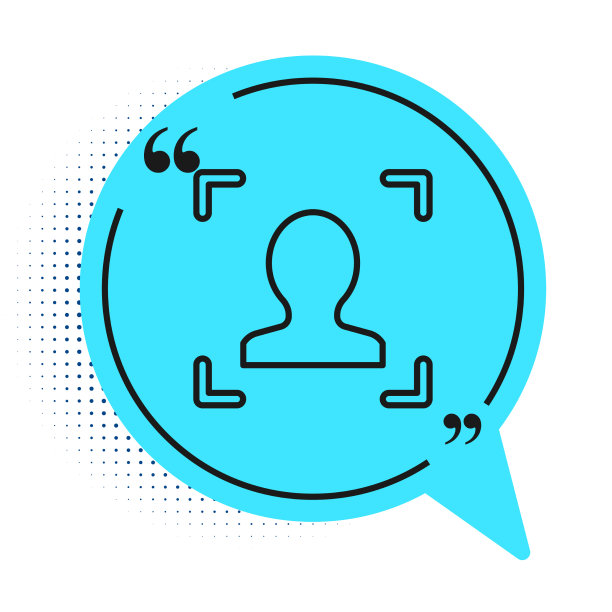 黑线人脸识别图标孤立在白色图片下载