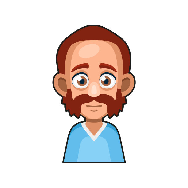 可爱的男子人物与胡子卡通风格图片下载