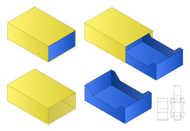 盒包装模切模板设计三维模型图片下载
