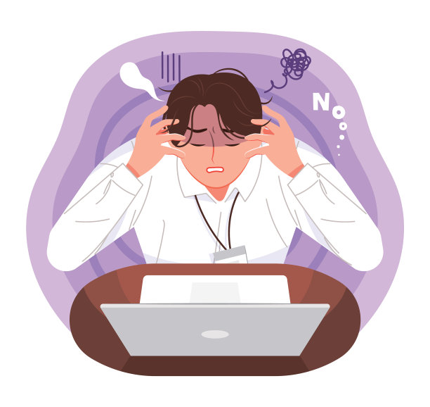 男性办公室职员在工作压力下绝望。图片下载