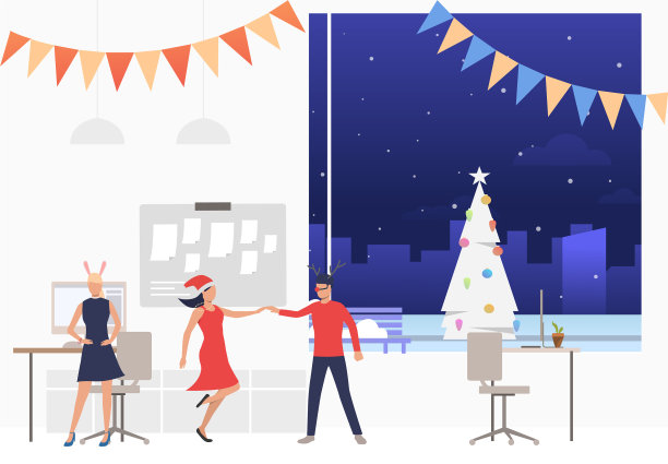 新年公司派对上员工们快乐图片下载