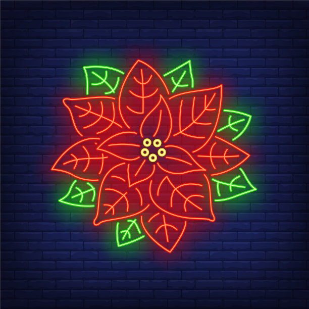 一品红花霓虹招牌图片下载