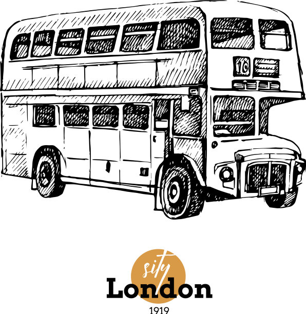 手绘草图英格兰黑白图片下载