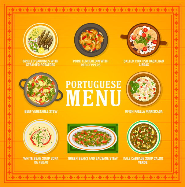 葡萄牙菜餐厅菜单模板图片下载
