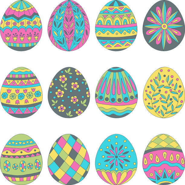 用抽象的图案设置复活节彩蛋图片下载