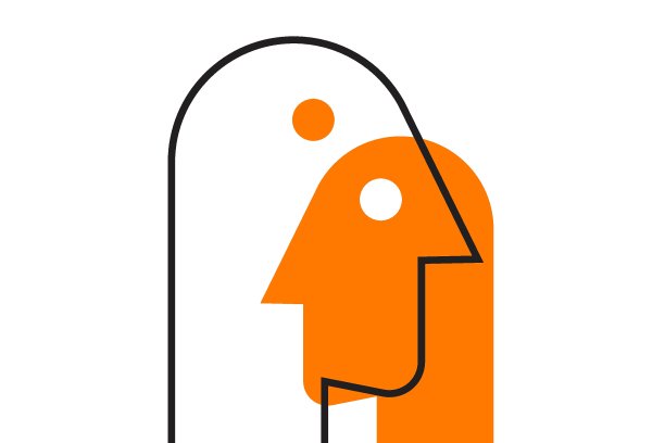 理解图标。交流的经验。治疗的概念。同理心是一个创造性的例证。两个男性的抽象简介。符号心理学图片下载