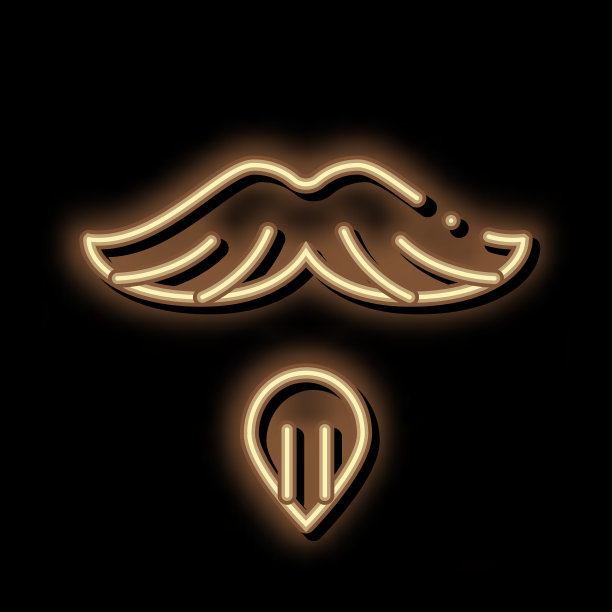山羊胡胡子霓虹灯图标插图图片下载