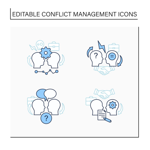 冲突管理线图标集图片下载