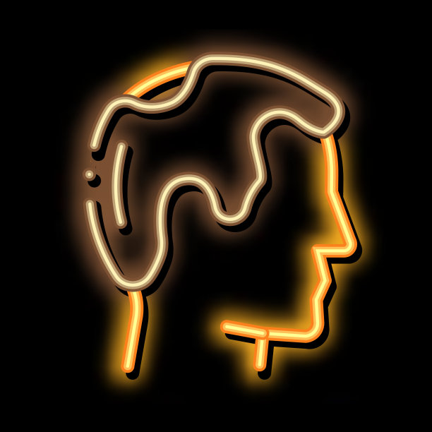 秃顶男子简介霓虹灯图标插图图片下载